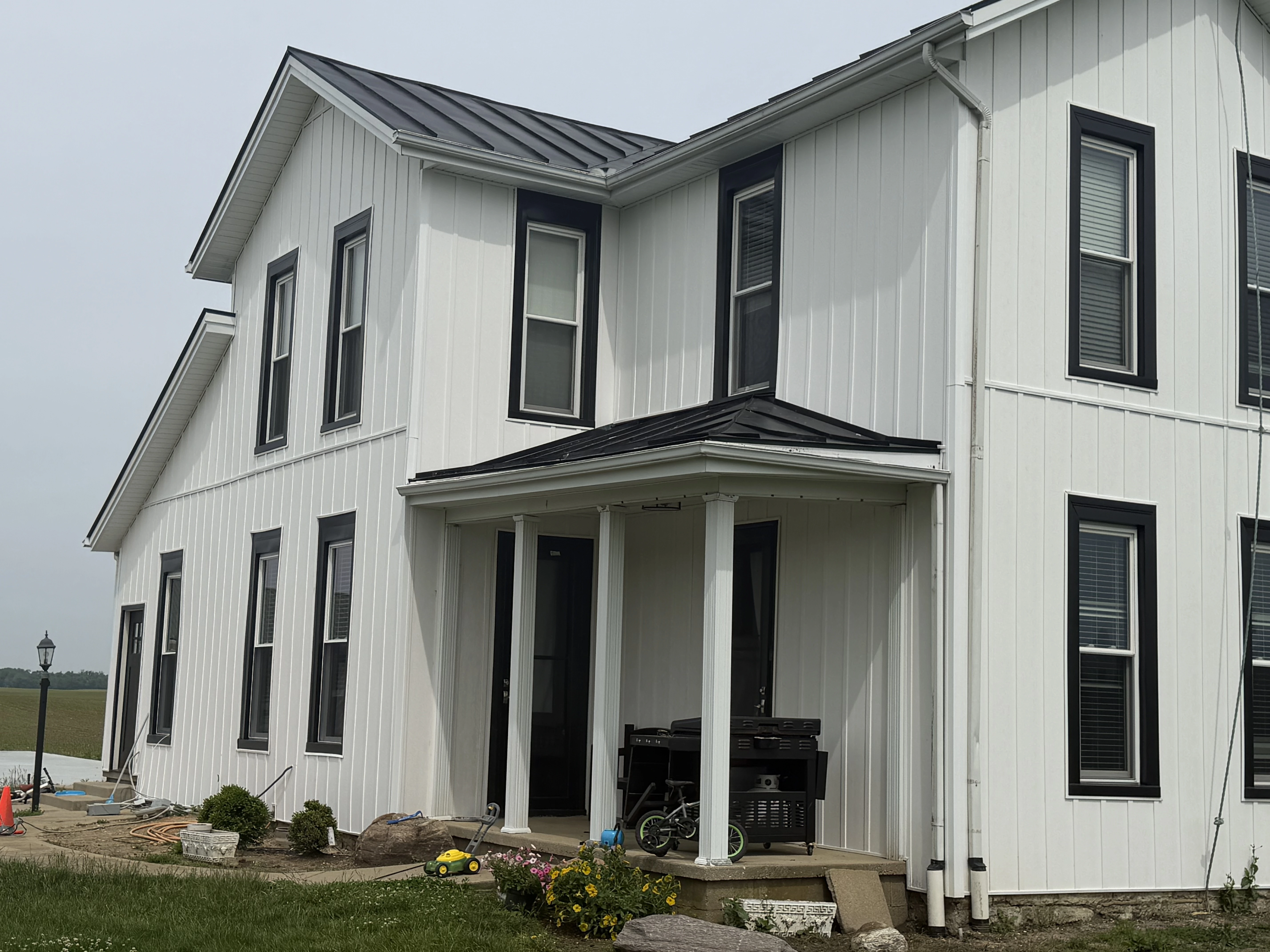 Metal roofing panels installed on a home