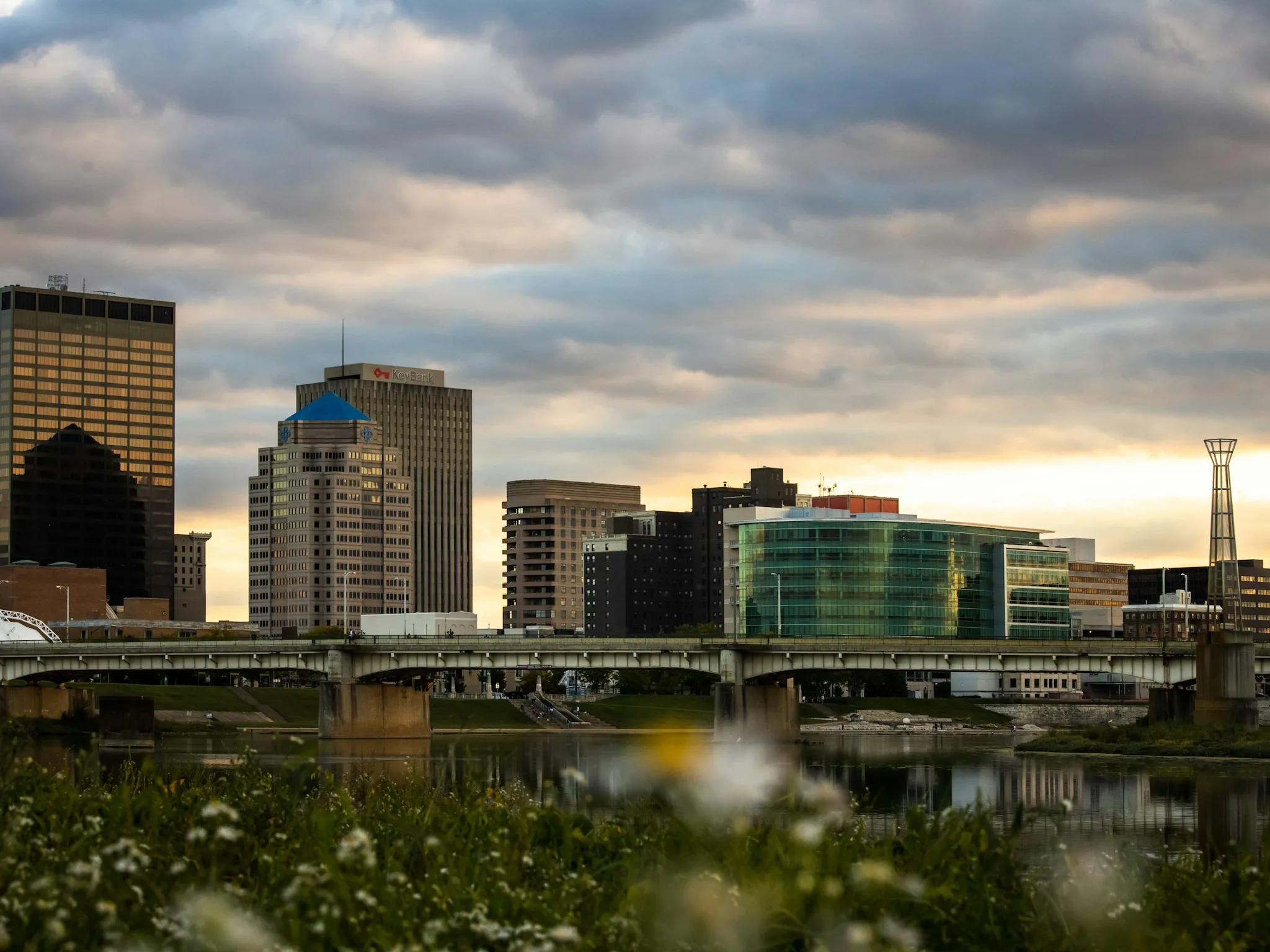 Downtown Dayton, Ohio skyline along the Great Miami River