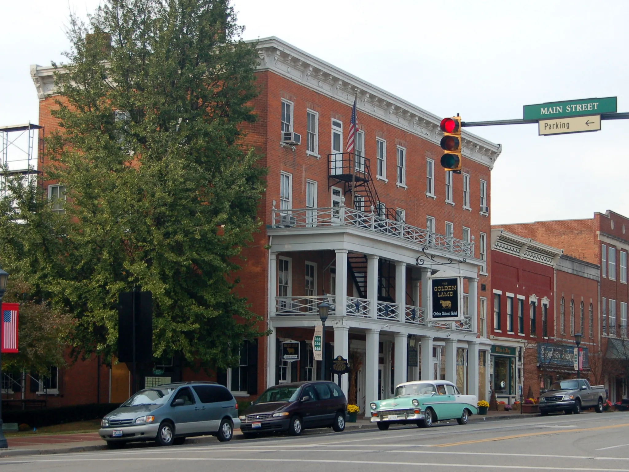 The Golden Lamb and downtown Main Street in Lebanon, Ohio