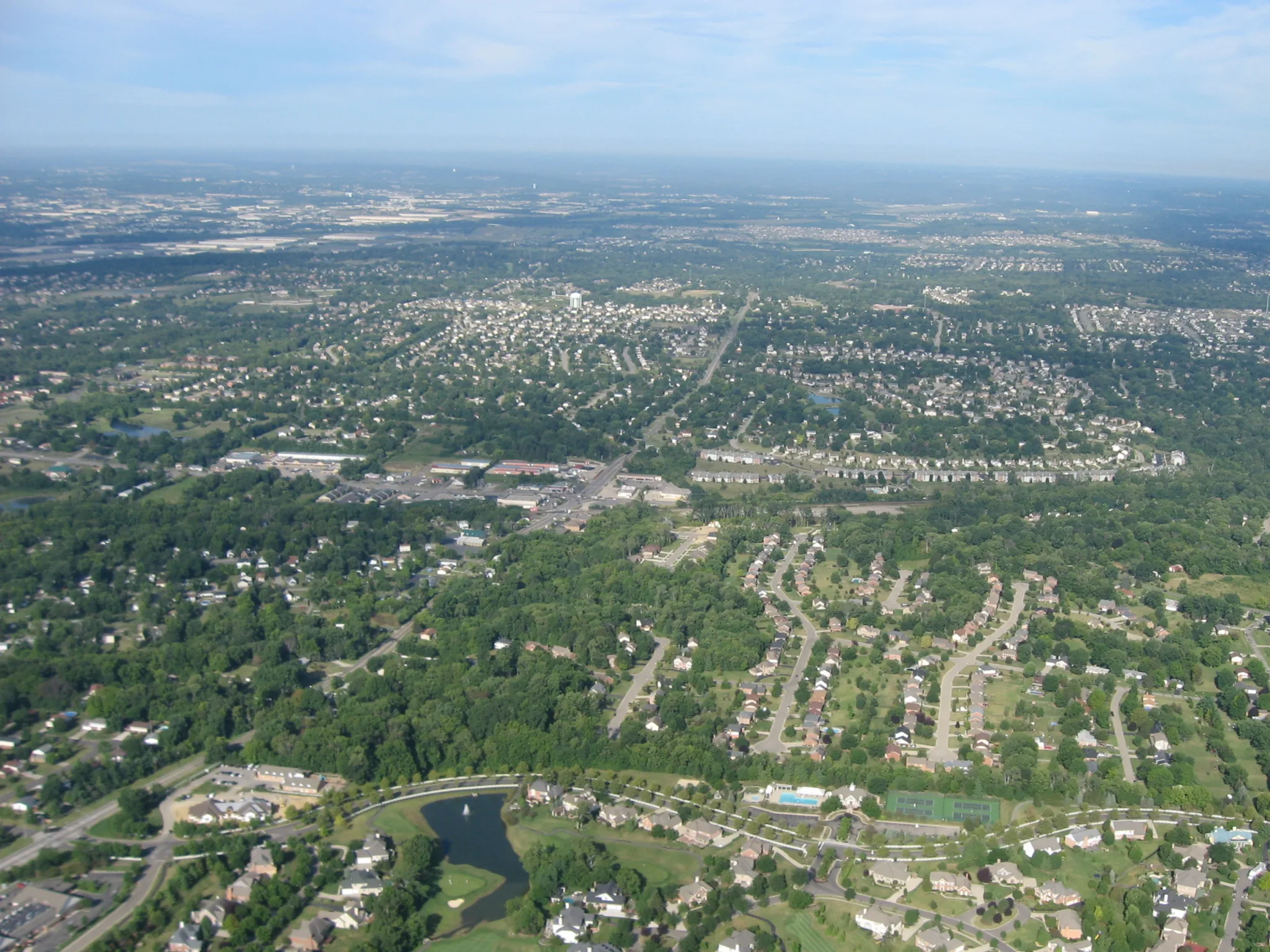 Aerial view of neighborhoods in West Chester Township, Ohio