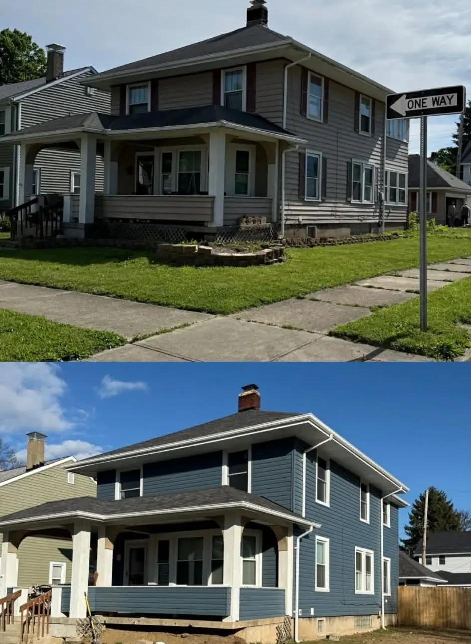 Full-house view of a home after siding replacement with improved curb appeal